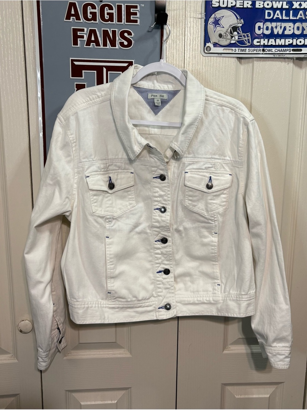 Per Se White Denim Jacket - Classic Women's Trucker